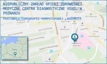 PRACOWNIA TOMOGRAFII KOMPUTEROWEJ - NIEPUBLICZNY ZAKŁAD OPIEKI ZDROWOTNEJ MEDYCZNE CENTRA DIAGNOSTYCZNE VOXEL W POZNANIU - UL. KARMELICKA 5,  WADOWICE