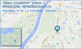PRACOWNIA TK NR 1 W RZESZOWIE - "BONUS-DIAGNOSTA" SPÓŁKA Z OGRANICZONĄ ODPOWIEDZIALNOŚCIĄ - UL. PODWISŁOCZE 22A,  RZESZÓW