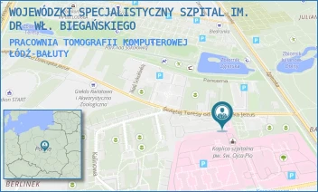 PRACOWNIA TOMOGRAFII KOMPUTEROWEJ - WOJEWÓDZKI SPECJALISTYCZNY SZPITAL IM. DR  WŁ. BIEGAŃSKIEGO - UL. GEN. KAROLA KNIAZIEWICZA 1/5,  ŁÓDŹ-BAŁUTY