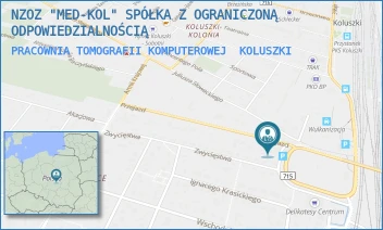 PRACOWNIA TOMOGRAFII KOMPUTEROWEJ - NZOZ "MED-KOL" SPÓŁKA Z OGRANICZONĄ ODPOWIEDZIALNOŚCIĄ - UL. PRZEJAZD 6,  KOLUSZKI