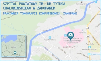 PRACOWNIA TOMOGRAFII KOMPUTEROWEJ - SZPITAL POWIATOWY IM. DR TYTUSA CHAŁUBIŃSKIEGO W ZAKOPANEM - UL. KAMIENIEC 10,  ZAKOPANE