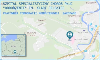 PRACOWNIA TOMOGRAFII KOMPUTEROWEJ - SZPITAL SPECJALISTYCZNY CHORÓB PŁUC "ODRODZENIE" IM. KLARY JELSKIEJ - UL. GŁADKIE 1,  ZAKOPANE