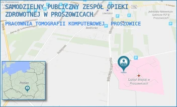 PRACOWNIA TOMOGRAFII KOMPUTEROWEJ - SZPITAL IM. OJCA RAFAŁA Z PROSZOWIC SAMODZIELNY PUBLICZNY ZESPÓŁ OPIEKI ZDROWOTNEJ W PROSZOWICACH - UL. MIKOŁAJA KOPERNIKA 13,  PROSZOWICE