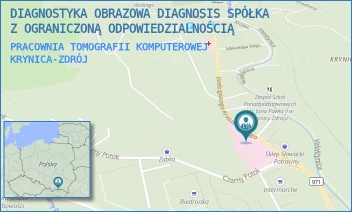 PRACOWNIA TOMOGRAFII KOMPUTEROWEJ - DIAGNOSTYKA OBRAZOWA DIAGNOSIS SPÓŁKA Z OGRANICZONĄ ODPOWIEDZIALNOŚCIĄ - JÓZEFA IGNACEGO KRASZEWSKIEGO 142,  KRYNICA-ZDRÓJ