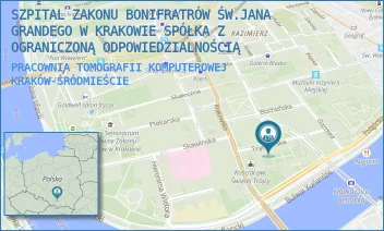 PRACOWNIA TOMOGRAFII KOMPUTEROWEJ - SZPITAL ZAKONU BONIFRATRÓW ŚW.JANA GRANDEGO W KRAKOWIE SPÓŁKA Z OGRANICZONĄ ODPOWIEDZIALNOŚCIĄ - TRYNITARSKA 11,  KRAKÓW-ŚRÓDMIEŚCIE