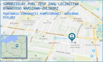 PRACOWNIA TOMOGRAFII KOMPUTEROWEJ - SAMODZIELNY PUBL ZESP ZAKŁ LECZNICTWA OTWARTEGO WARSZAWA-ŻOLIBORZ - ŻEROMSKIEGO 13,  WARSZAWA BIELANY