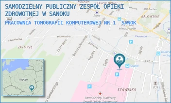 PRACOWNIA TOMOGRAFII KOMPUTEROWEJ NR 1 - SAMODZIELNY PUBLICZNY ZESPÓŁ OPIEKI ZDROWOTNEJ W SANOKU - UL. 800-LECIA 26,  SANOK
