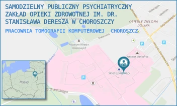 PRACOWNIA TOMOGRAFII KOMPUTEROWEJ - SAMODZIELNY PUBLICZNY PSYCHIATRYCZNY ZAKŁAD OPIEKI ZDROWOTNEJ IM. DR. STANISŁAWA DERESZA W CHOROSZCZY - PLAC DR ZYGMUNTA BRODOWICZA 1,  CHOROSZCZ