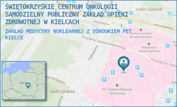 ZAKŁAD MEDYCYNY NUKLEARNEJ Z OŚRODKIEM PET - ŚWIĘTOKRZYSKIE CENTRUM ONKOLOGII SAMODZIELNY PUBLICZNY ZAKŁAD OPIEKI ZDROWOTNEJ W KIELCACH - ARTWIŃSKIEGO 3,  KIELCE