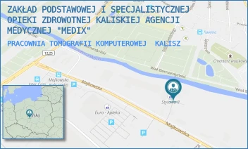 PRACOWNIA TOMOGRAFII KOMPUTEROWEJ - ZAKŁAD PODSTAWOWEJ I SPECJALISTYCZNEJ OPIEKI ZDROWOTNEJ KALISKIEJ AGENCJI MEDYCZNEJ "MEDIX" - MAJKOWSKA 13A,  KALISZ