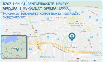 PRACOWNIA TOMOGRAFII KOMPUTEROWEJ - NZOZ USŁUGI RENTGENOWSKIE HENRYK GRUSZKA I WSPÓLNICY SPÓŁKA JAWNA - ALEJA JANA PAWŁA II 33,  OSTROWIEC ŚWIĘTOKRZYSKI